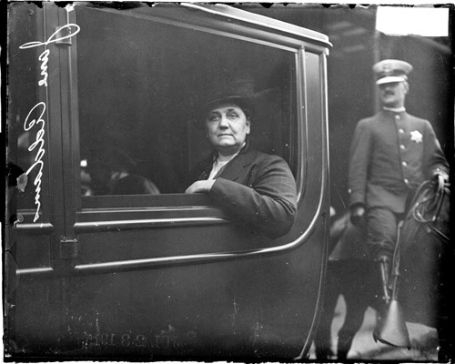 Jane Addams in a car