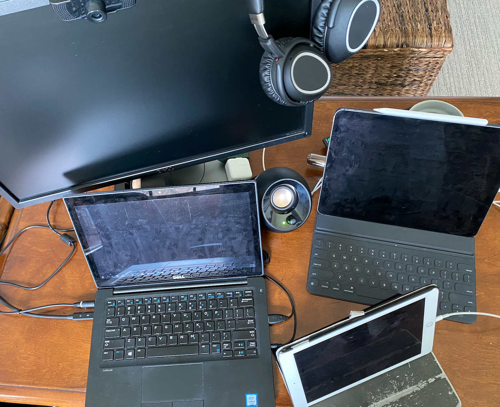 Laptops and monitors on a desk