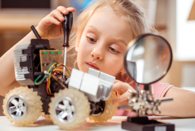 Girl doing robotics